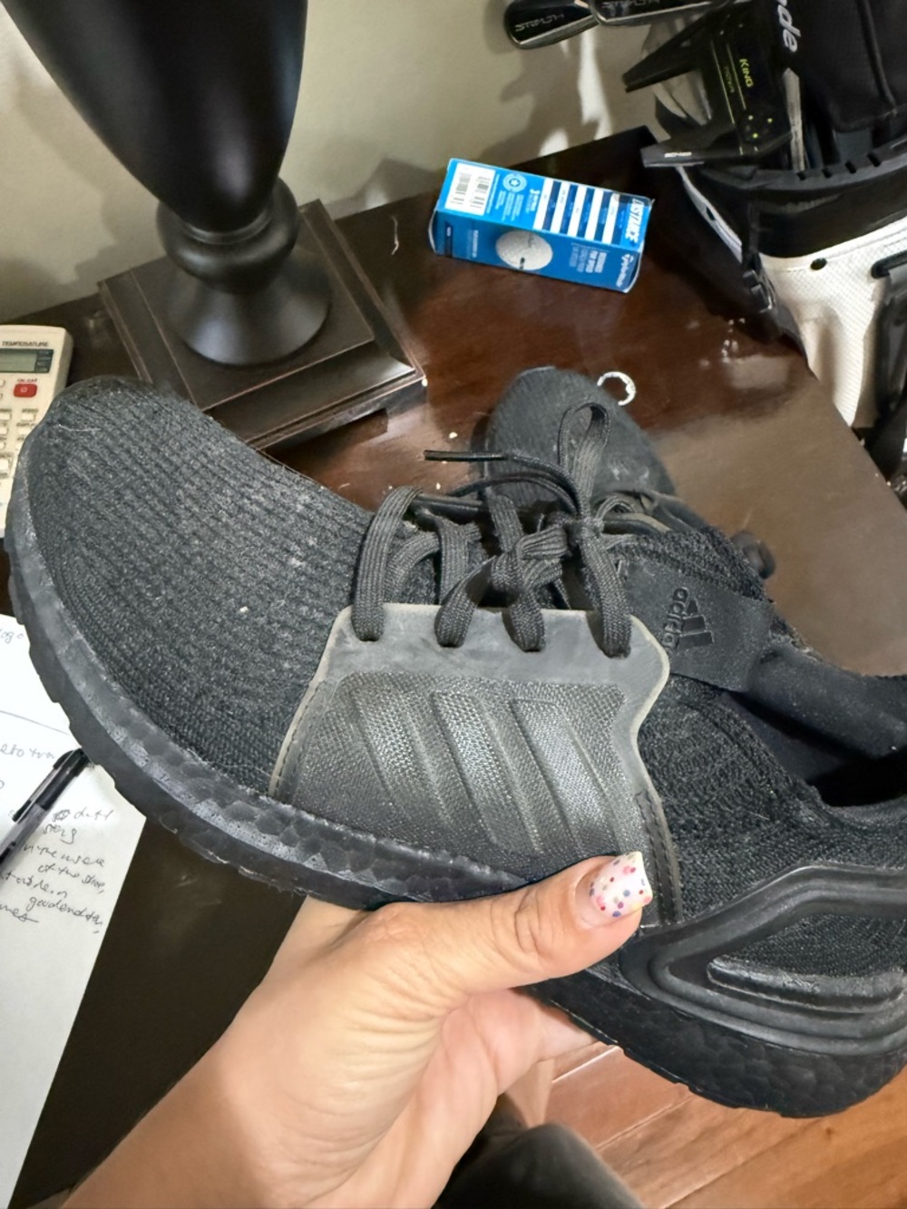 Men’s adidas Men's Ultra Boost 19 Triple Black Athletic Running Shoes, size 8